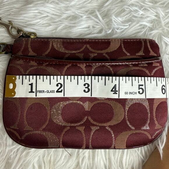 COACH Burgundy Signature Canvas Wristlet - Picture 7 of 8